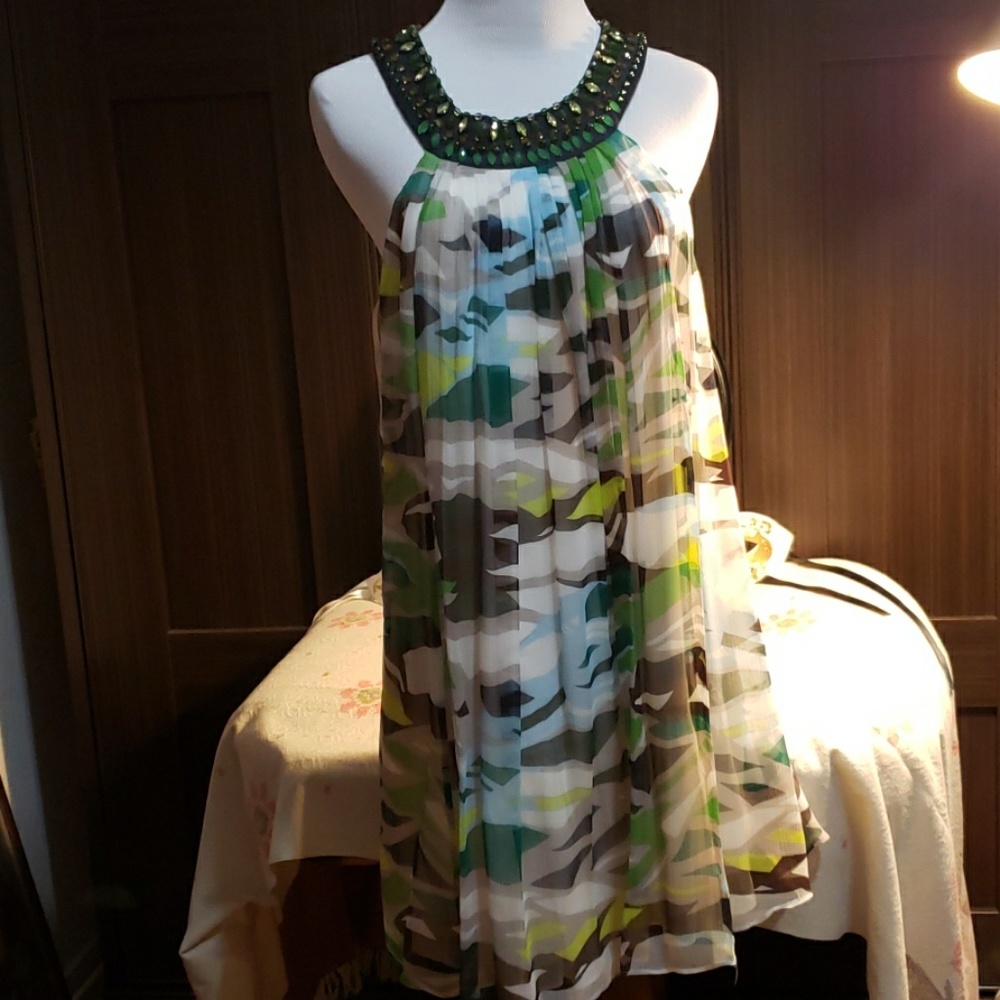 BCBG multi color dress jewel embellished
